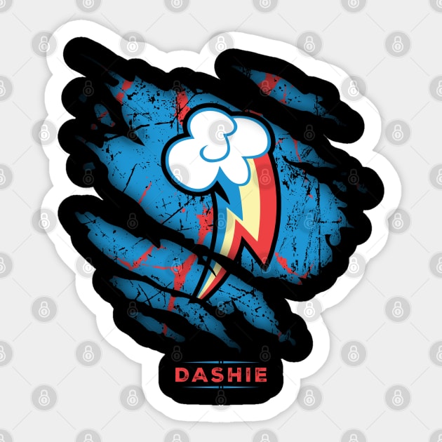 DASHIE - RIPPED Sticker by Absoluttees